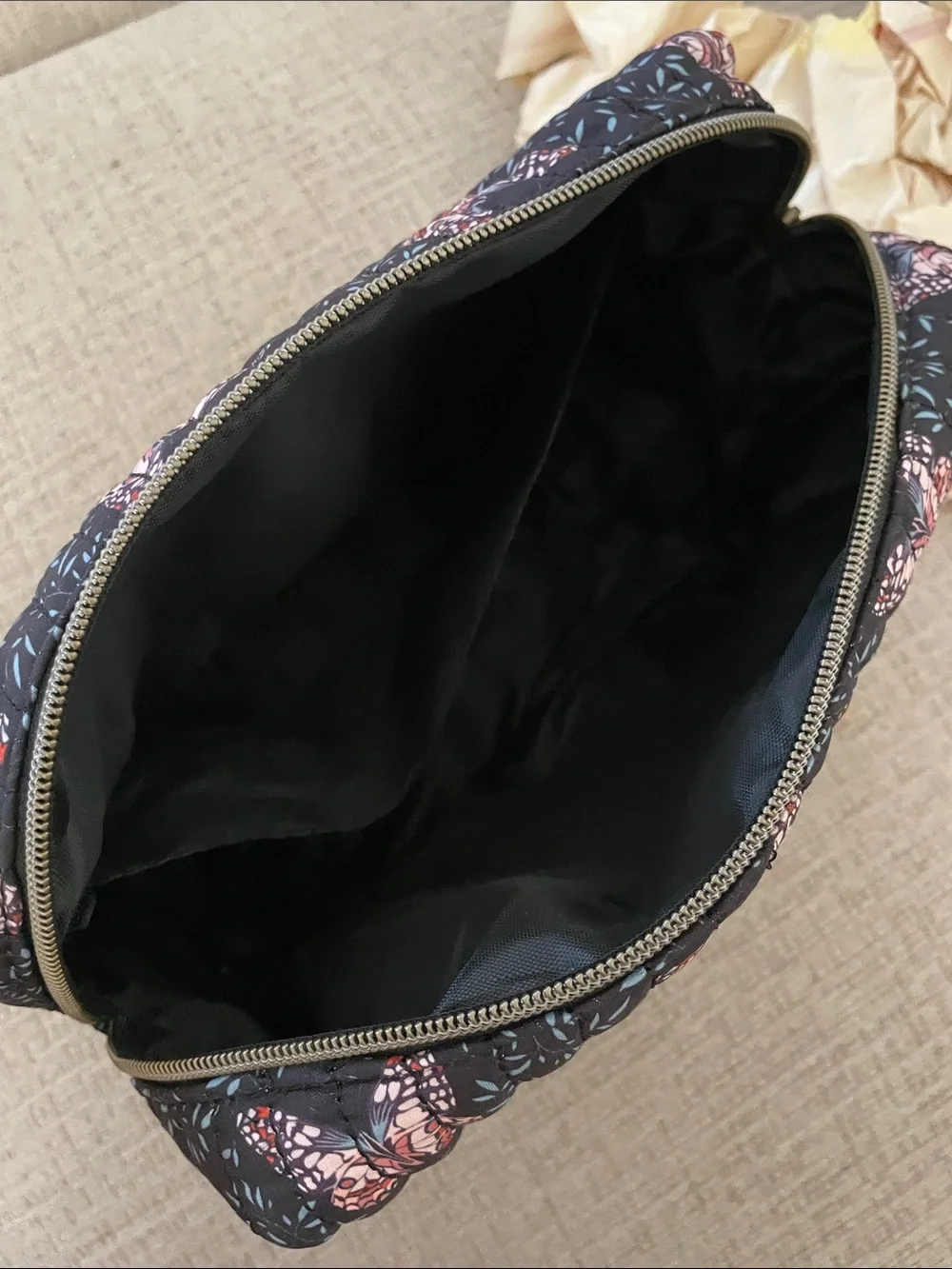 Quilted Butterfly Cosmetic Bag